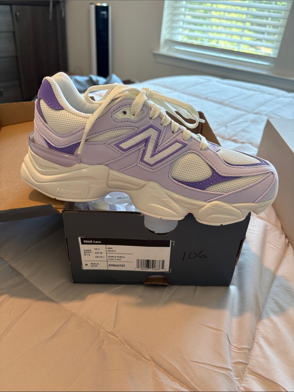 New Balance Lavender and White Women's 9060 Lace Sneaker